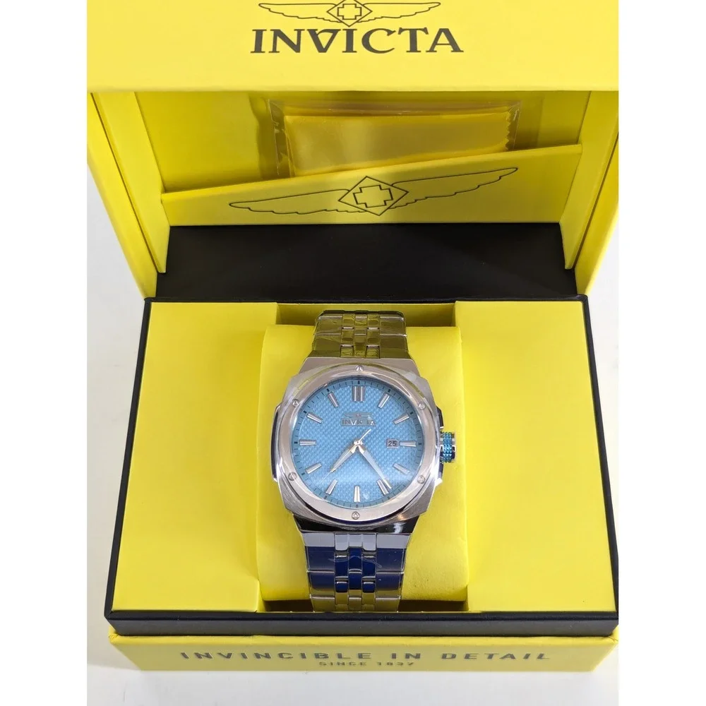 Invicta Sea Vulture 50147 Mens Watch 44mm Steel Light Blue Dial Quartz New